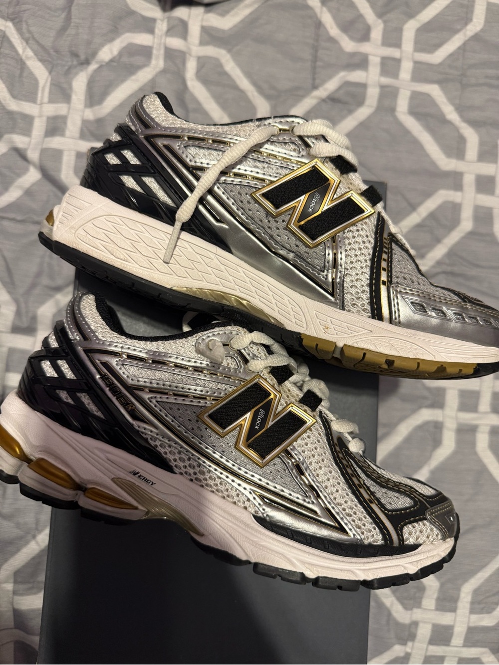 New Balance Women's Silver, Black & Gold Running Sneakers